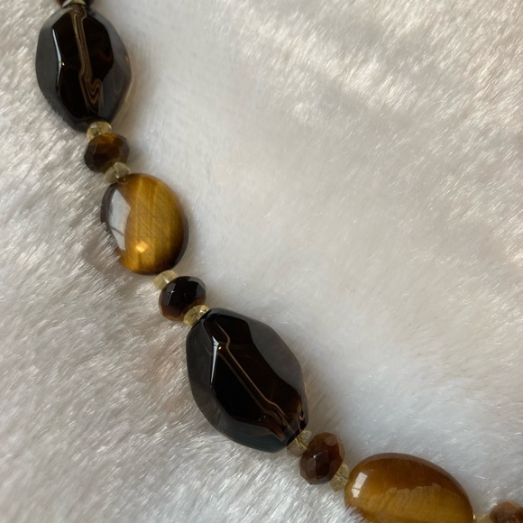 Smokey Quartz, Tiger’s Eye and Citrine Necklace - Picture 2 of 7